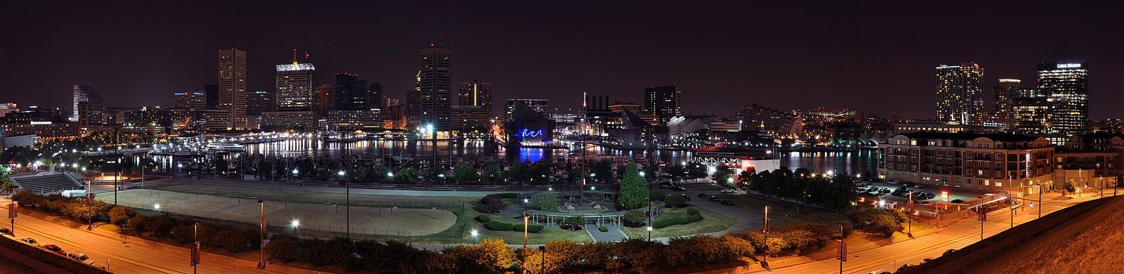 Baltimore Inner Harbor night skyline