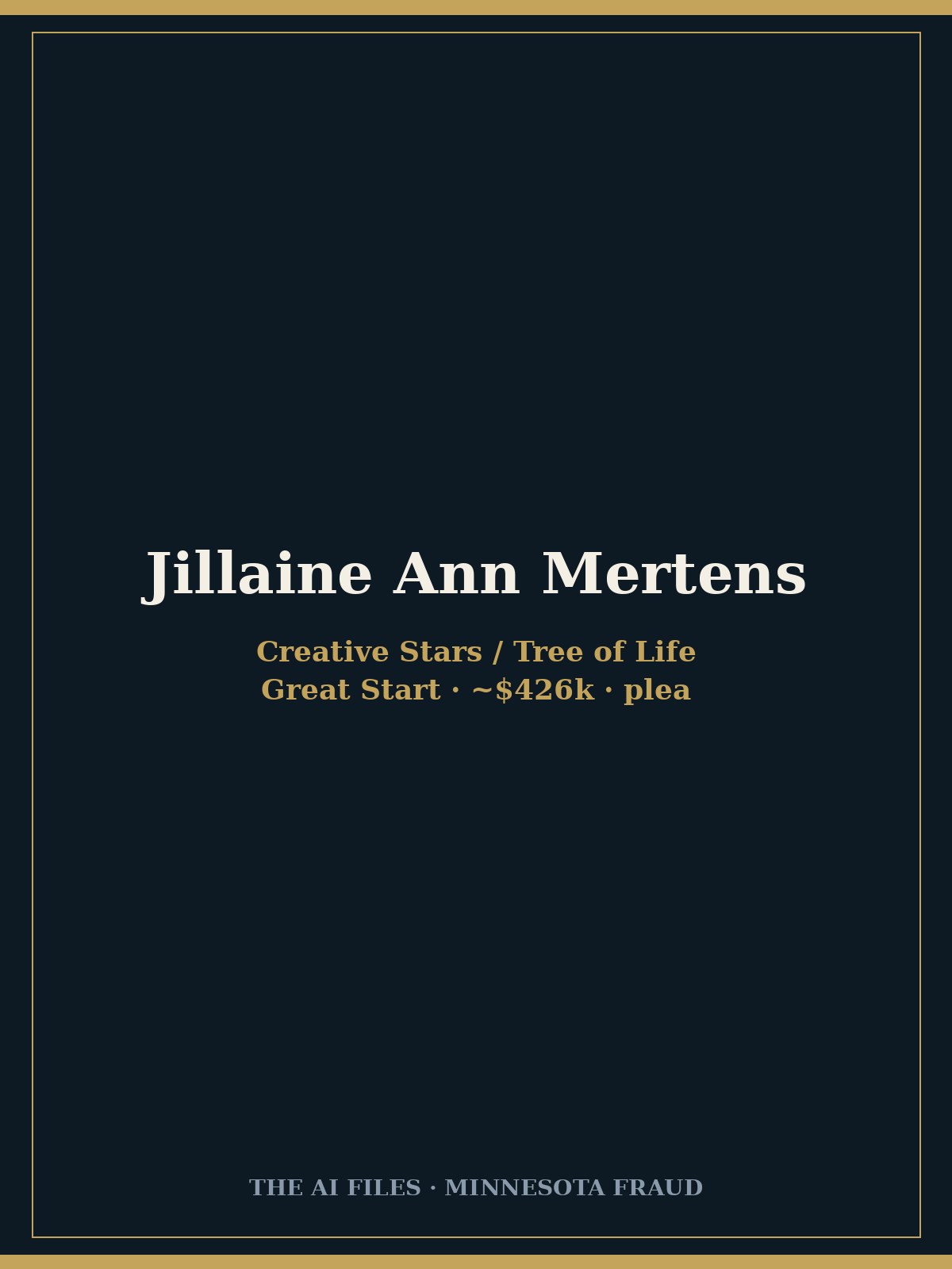 Jillaine Ann Mertens — typographic cover (face-forward portrait pending)