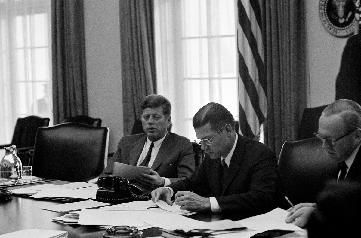 Kennedy and McNamara — the administration face of the Bay of Pigs aftermath argument.