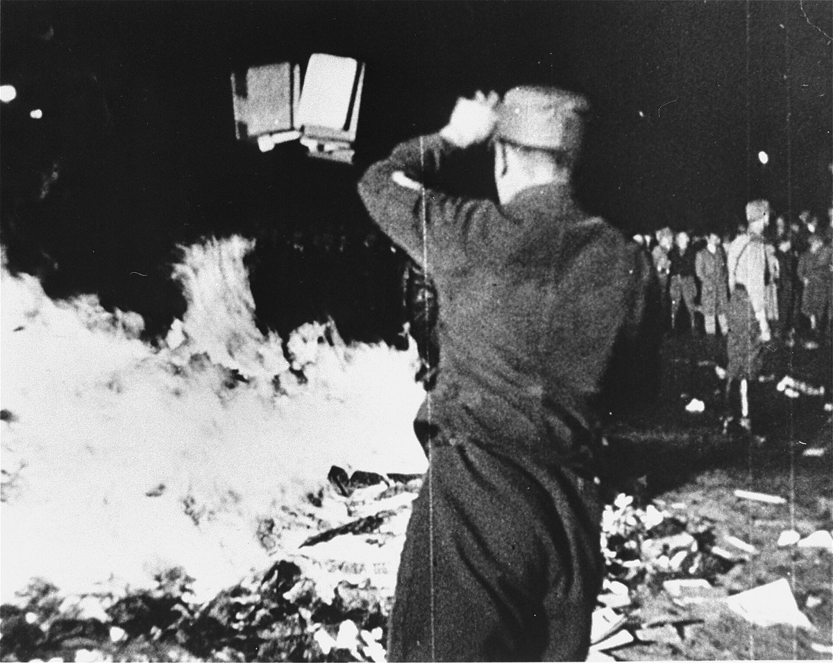 Nazi book burning in Berlin, May 10, 1933