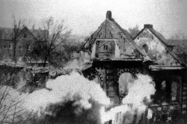 Eisenach synagogue burning during Kristallnacht, November 1938