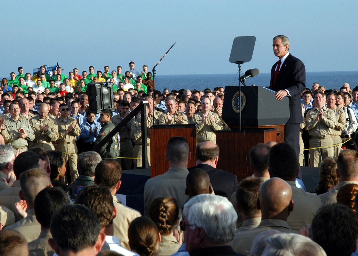 George W. Bush — executive messaging weather around the 2002–03 public case.