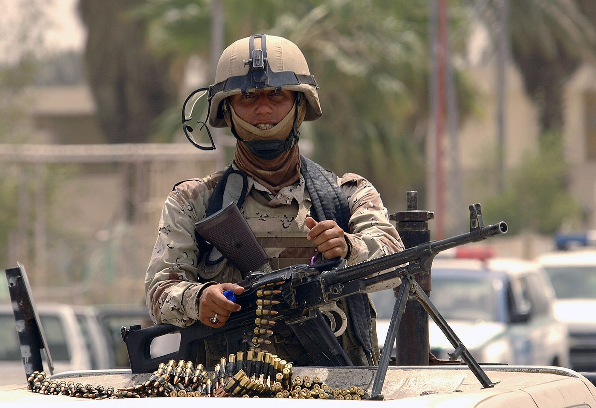 U.S. patrol in Iraq — aftermath while the WMD brief was tested in the field.