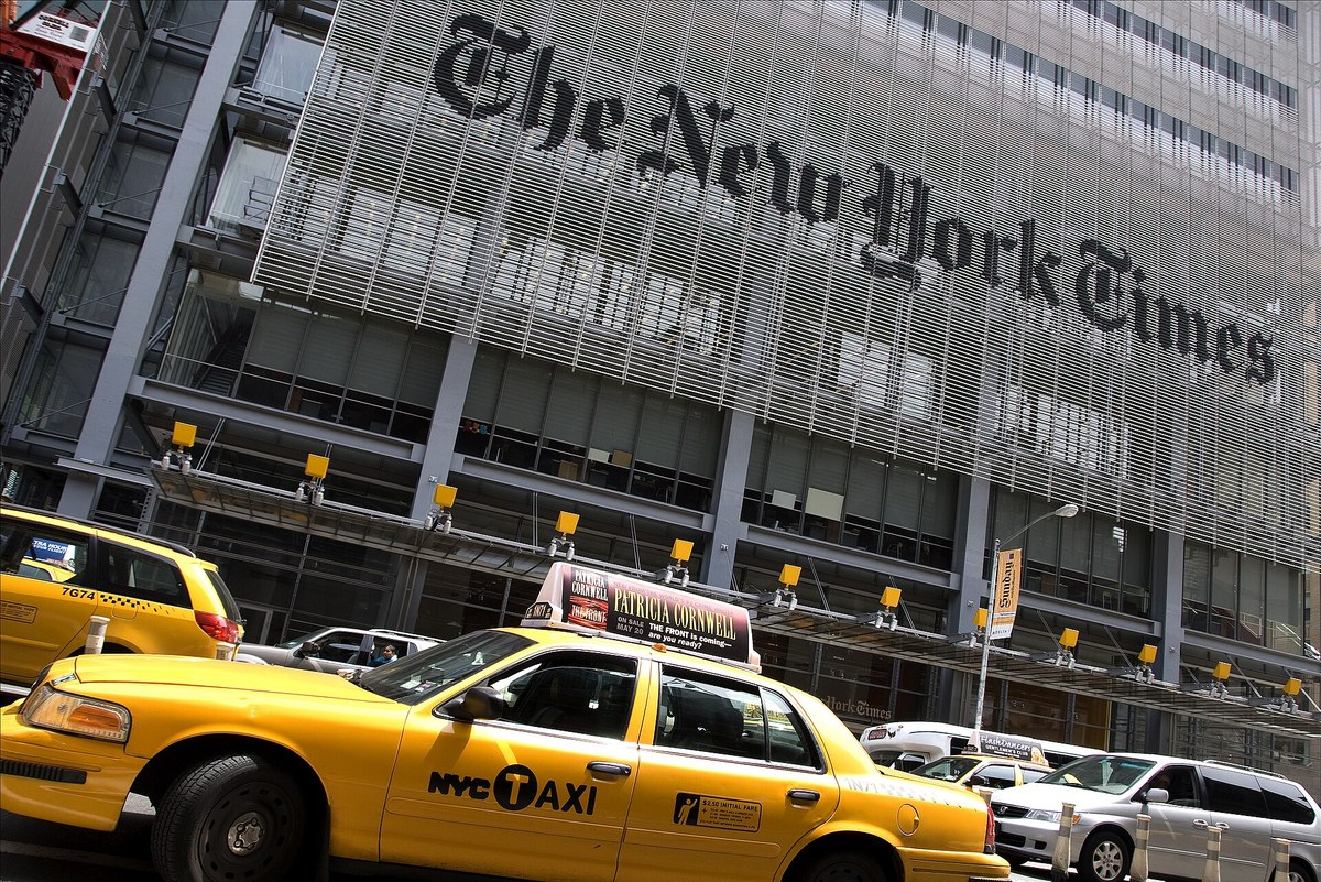 New York Times building — institutional machine behind the WMD cluster.