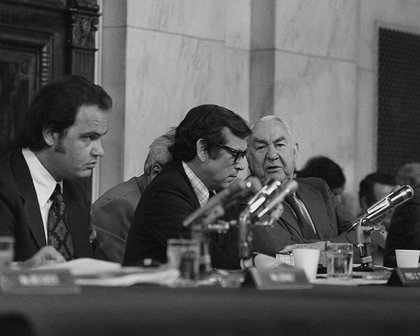 Senate hearing-room imagery — public investigative theater that followed.