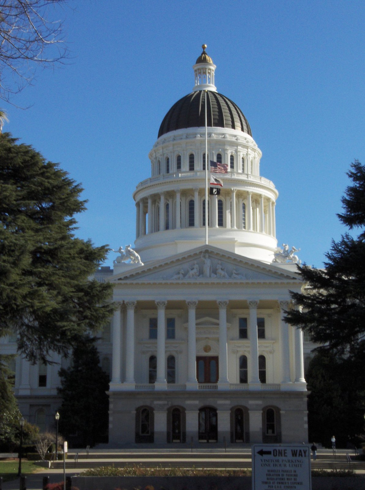 California Capitol plate — separate business geography; cannabis caption stays parallel.